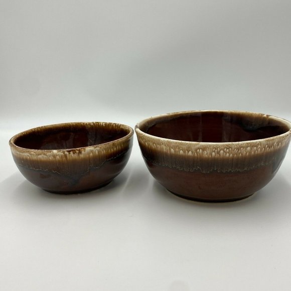 Vintage Brown Drip Glaze Bowl, One large one medium sized, Made in USA, set of 2 - Picture 10 of 11